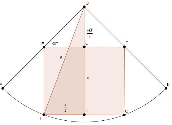 01 Mu Alpha Theta National Convention Theta Geometry Solutions. Call the square EF GH and call the sector OAB where O is the center, as shown below. Let the side of the square be equal to x.