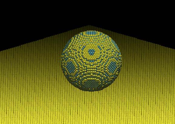 Figure 1: Nanosphere with radius=2.0 nm and 51,816 atoms The SiC reinforced composites are set up similarly. The SiC nanoparticles are placed within a cube made of Si.