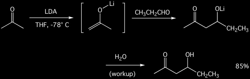 β-hydroxy aldehyde or ketone (reversible!). Subsequent dehydration (acid- or base-catalyzed) yields an α,βunsaturated carbonyl compound.