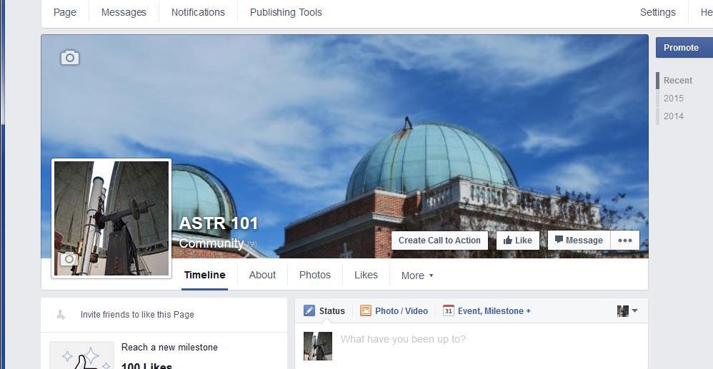 ASTR 101 Facebook page www.facebook.