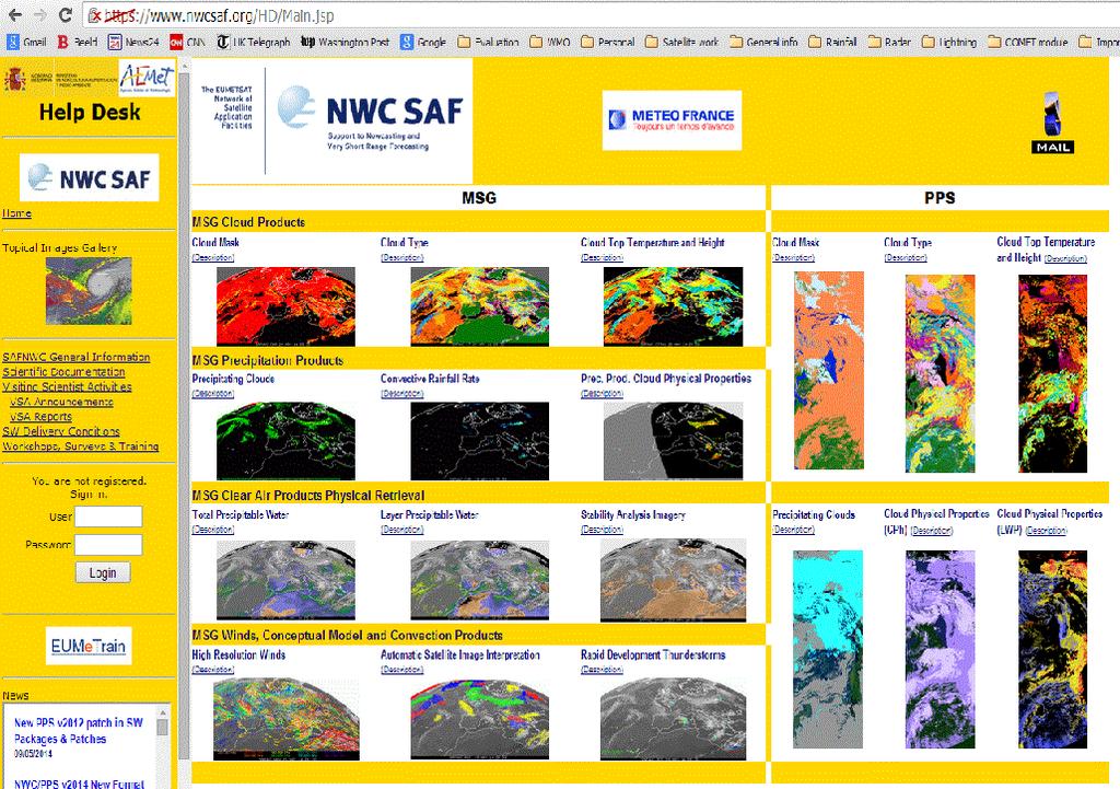 Nowcasting SAF products website Cloud Mask Cloud type Cloud top temperature and height Precipitation Clouds Convective