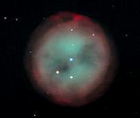 The nebula is 11 lightyears in diameter and is expanding at the rate of 1,500 km per second. M97 (Owl Nebula) M97: The "Owl Nebula".