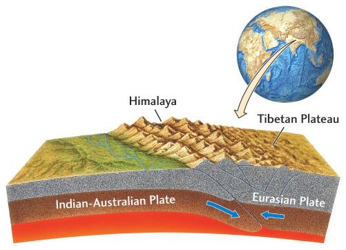 Subduction does NOT occur Both continental plates are too buoyant due to low density Therefore, there is NO melting & NO volcanoes B. HIGH mountain ranges, extremely folded C.