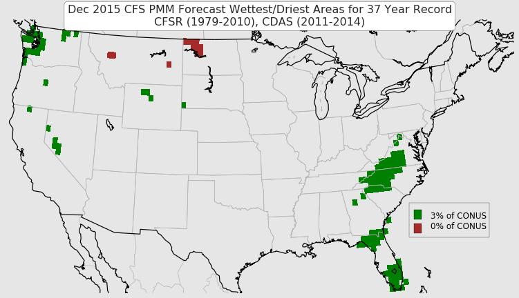 December precipitation across the middle of the CONUS, CFS accurately