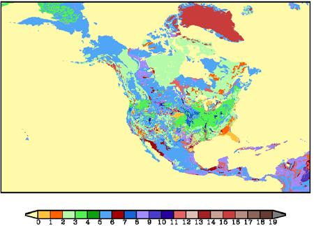 Land Data Sets (NAM, NLDAS) MAM Vegetation Type (1-km, MODIS) Soil Type (1-km, STATSGO/FAO)