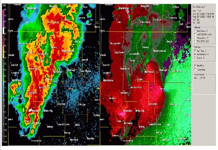 Kansas June, 11, 2008, 10:00PM: Two supercell thunderstorms caused 4 tornadoes and extensive damage across Northeast Kansas The second tornado (F4) Manhattan, Kansas About $27 million worth of