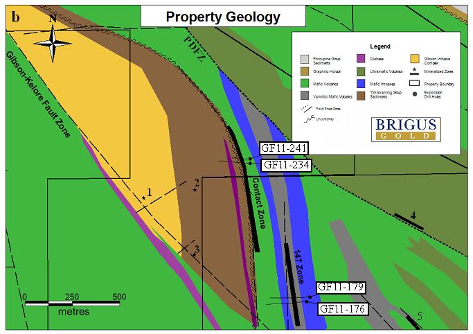 BRIGUS GOLD: Black Fox Contact-147 Zone Deposits Au coincident with carbonate - K+Na