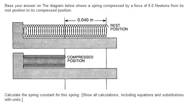 Springs *Use F=kx when a force is given or a weight is hung on a spring.