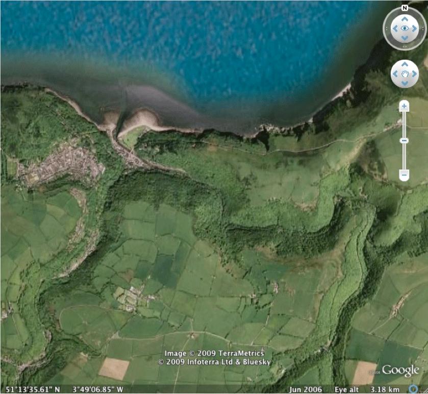 Where is Lynmouth? Look at the Google Satellite Image opposite. Locate and label the following features on the image (5pts) 1.
