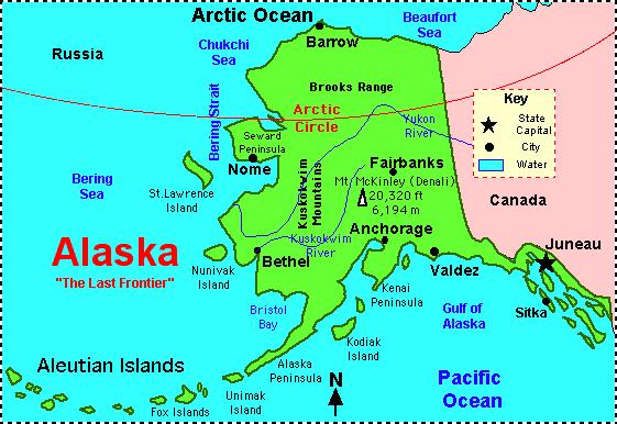 ALASKA Canada separates Alaska from the 48 other states that are on the North American continent.