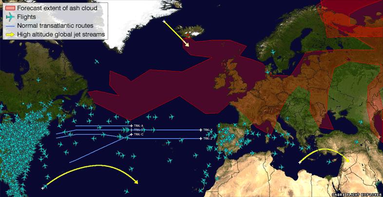 Mid-European airspace closed for several days (here air traffic situation at April 19, 2010) http://www.
