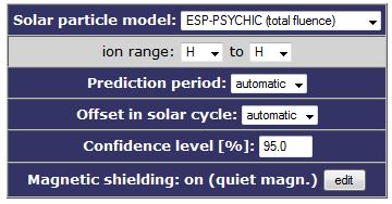 SEP fluence model runs Model parameters Model