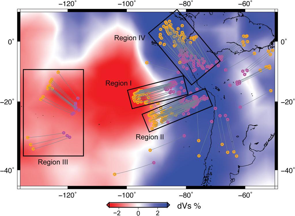 778 J. Deng et al. Figure 5. Geographic coverage of our data set. We plot pierce points of the 215 SKS SKKS pairs in our data set at a depth of 2700 km, near the base of the mantle.