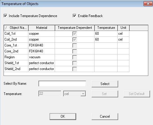 Enable Temperature Dependent Material and Feedback in Maxwell Go to Maxwell3D,
