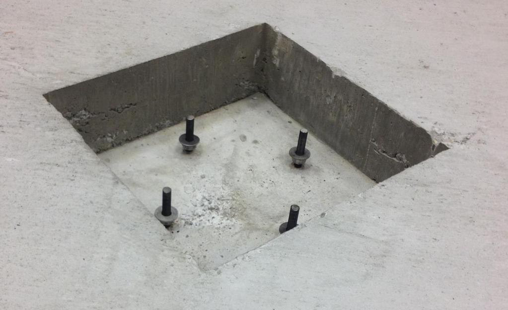 In typical construction practice, shallow embedded base connections are built in a block-out.