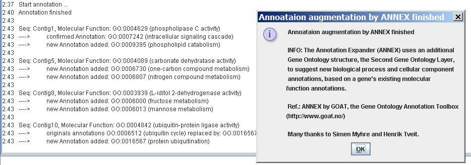 Additional Annotation: ANNEX Recovers implicit biological process and cellular component GO terms based on molecular