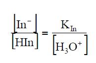 Rearranging this expression gives: This shows that the ratio of the two coloured forms is a function of the H 3 O+ concentration, i.e. the ph of the solution.