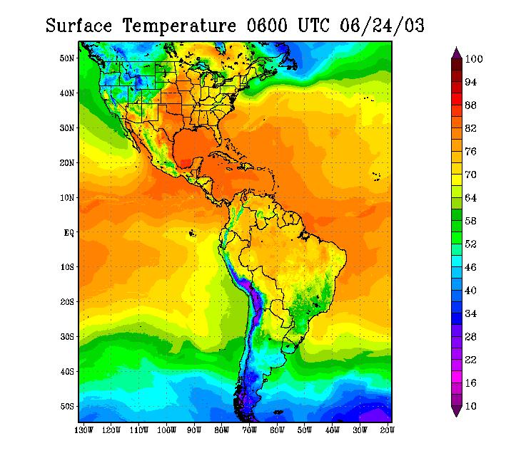 FULLDISK Simulation Very warm airmass across eastern U.S. Sharp temperature contrast across central U.