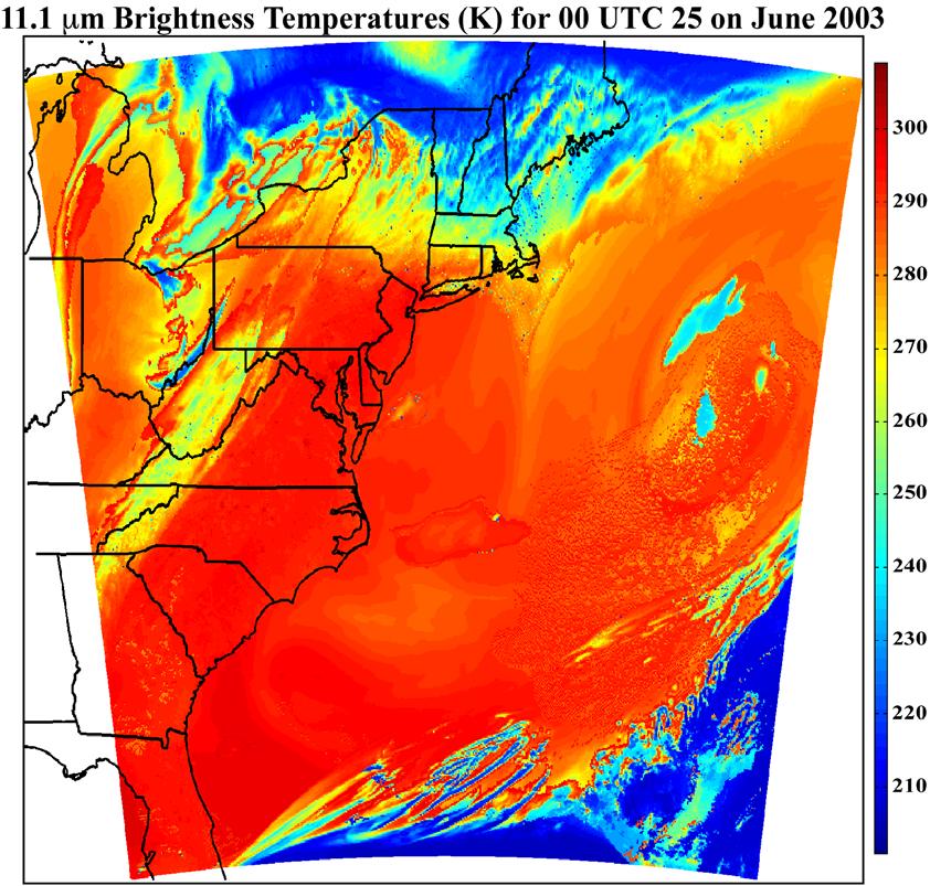 OCEAN-WINDS Simulation Mostly clear conditions along the East Coast Cirrus