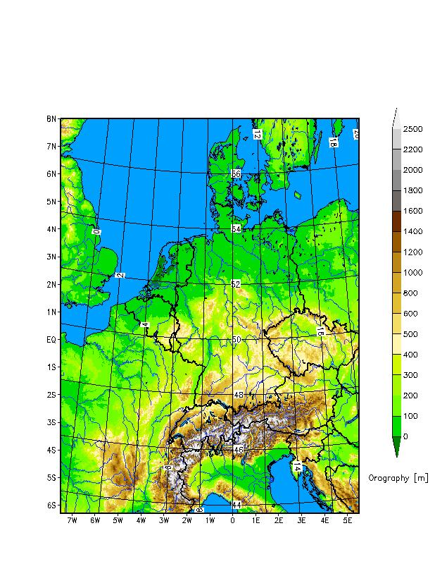 The deterministic NWP-System of DWD Global-Modell ICON grid size: 13 km vertical levels: 90 forecasts: 180 h von 00 und 12 UTC 120