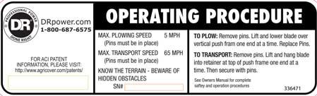 Chapter 1: General Safety Rules Read this safety & operating Instructions manual before you use the REDI-PLOW.