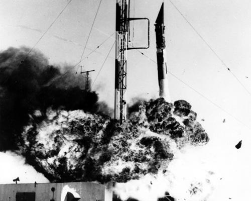 Vanguard Rocket Explosion: Dec.1957 Image: U.S. Navy In 1957 the U.S. International Geophysical Year program intended to put a satellite in Earth orbit to conduct geodetic and atmospheric measurements.
