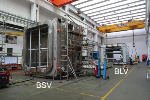 Fig. 2.1.30 Pictures of the Beam Source and Beam Line Vessels during manufacturing and verifications.