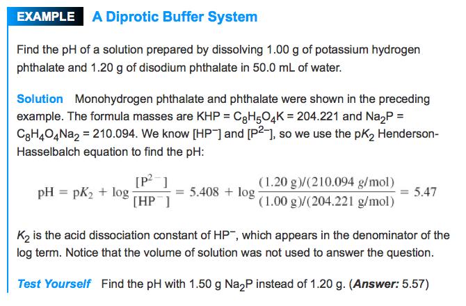 Diprotic Buffers A buffer made from a diprotic (or polyprotic) acid is treated in the same way as a buffer made from a monoprotic acid.