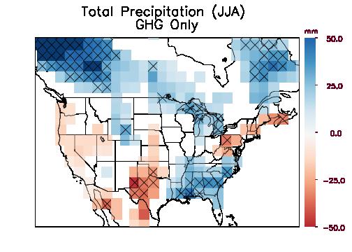 50 Aerosols decrease summertime precipitation over the eastern U.S.