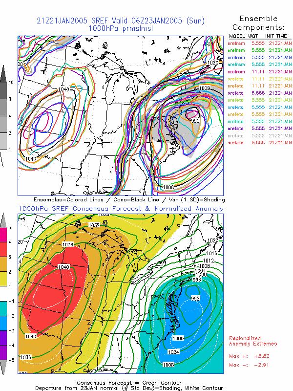 produced from both ensemble forecast and deterministic forecast data to gauge the threat for a significant snow storm.