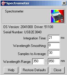 7 Ocean Optics Spectrophotometers with Vernier Data Acquisition Software Instructions Introduction: The absorbance of a sample is given as A = log I o I, where I o is the intensity without sample