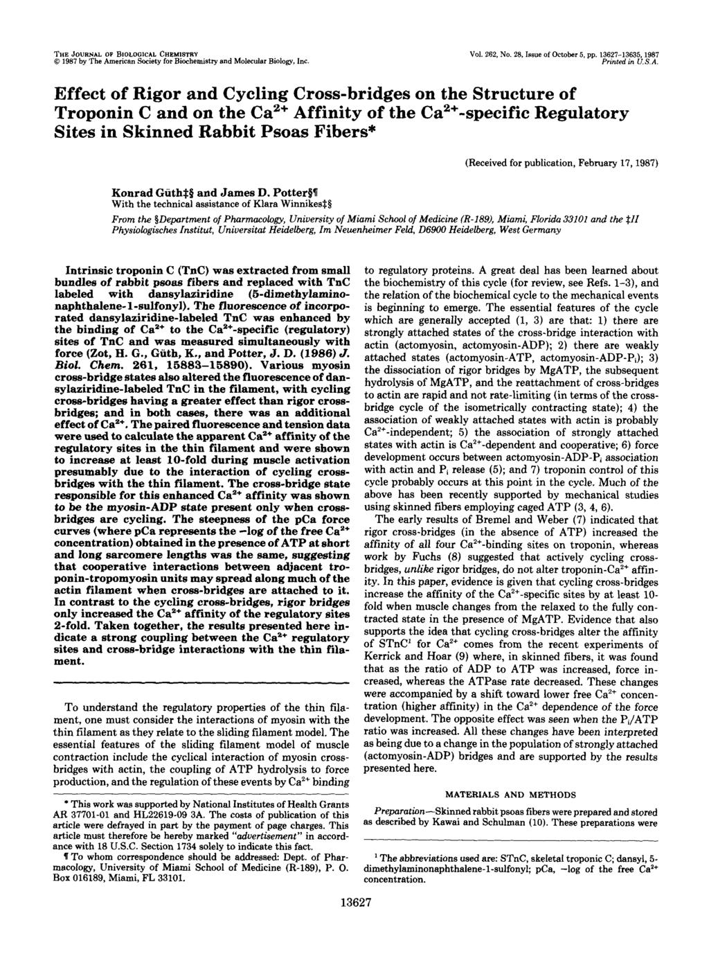 THE JOURNAL OF BIOLOGICAL CHEMlSTRY 0 1987 by The Am