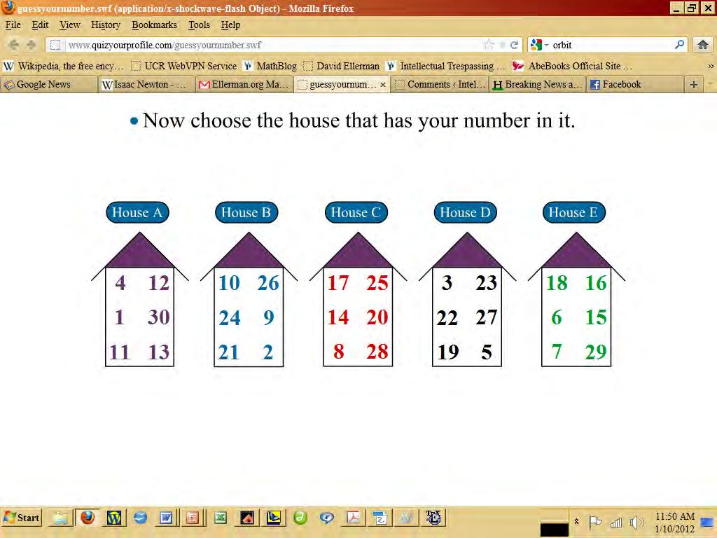 Web example with base 5: II Choosing color is equivalent to choosing one base-5 digit in a