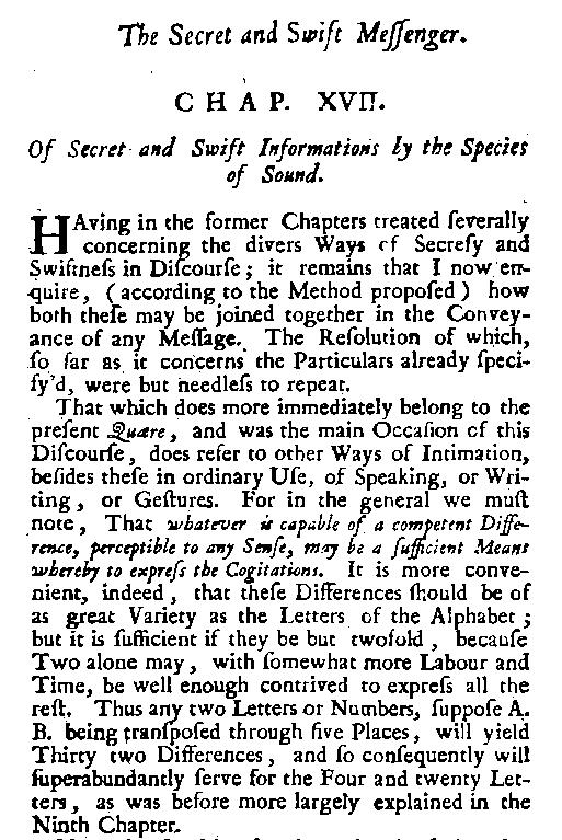 John Wilkins, 1641. Mercury: The Secret and Swift Messenger.