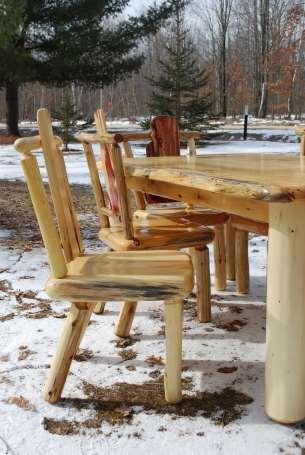The chairs come with your choice of red cedar, white cedar or pine angled backs and can be customized with a natural or