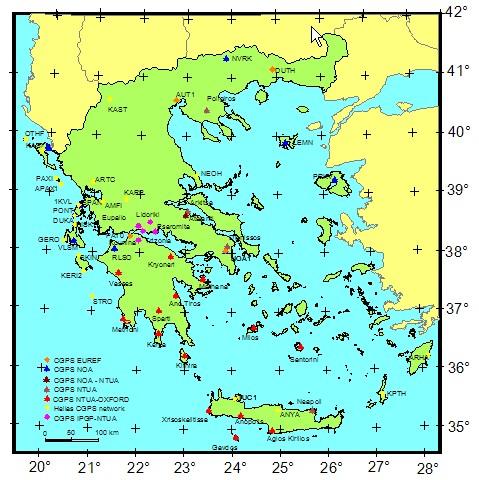 2. Permanent GPS networks in Greece CGPS EUREF CGPS National Observatory of Athens CGPS NOA - NTUA CGPS NTUA