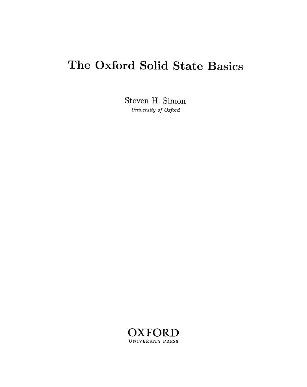 The Oxford Solid State Basics Steven H.