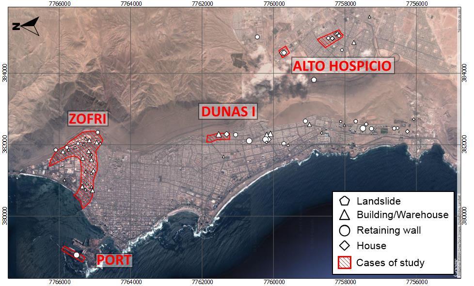 Figure ). In the south of the city, damage concentrates to the east (zone IV-B) and an unexpected high number of cases were detected in Alto Hospicio area. Figure 4.