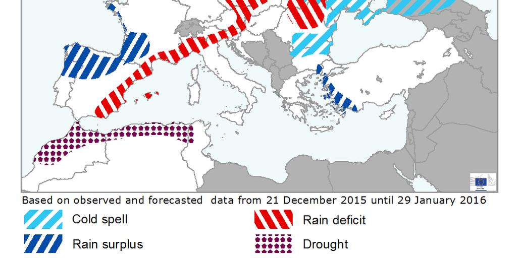 Slight or moderate frost-kill damages are predicted in eastern Poland, the Baltic States, western and southern Ukraine, Moldavia, south-western Belarus, north-eastern Romania and some regions of