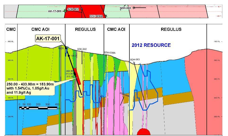 2017 DRILL RESULTS Approximate Resource Outline On Regulus Claims 800NW