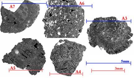 against various chondritic constituents (i.e. CAI vs. chondrule, or CAI vs. matrix), and to each other (i.e. CAI vs. CAI, or chondrule vs. chondrule).