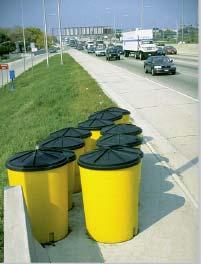 Applications II Crash barrels are often used along roadways for crash protection.