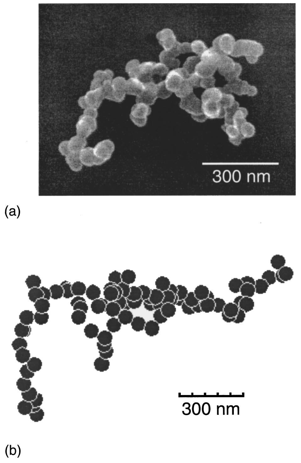 FIG. 4. Simulated agglomerates generated using 1 m radius particles over a range of approach velocities. a 50, b 75, c 100, and d 300 cm/s.