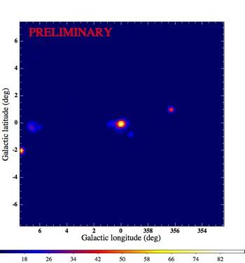 Fermi LAT View of the Galactic Center Region Fermi LAT preliminary results for a 15 o x15 o region around the direction of the Galactic center with 32 months of data, 1- GeV. P7CLEAN data, FRONT only.