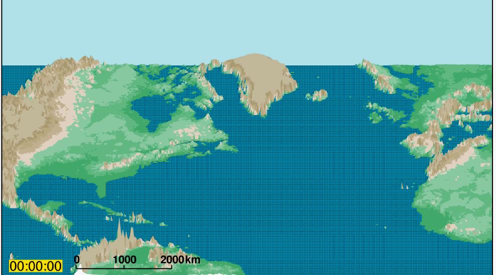 Atlantic Ocean Asteroid Tsunami Simulation - 3d