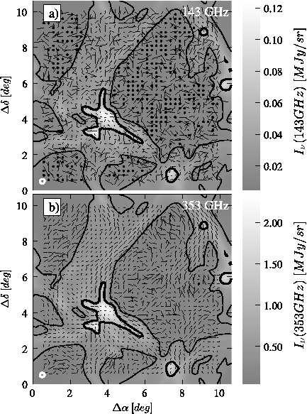 14 V.-M. Pelkonen et al.: Simulations of polarized dust emission Fig. 16. The effect of convolution on the polarization maps shown in Fig. 14 and 15.