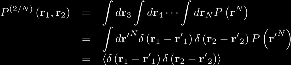 Generic reduced probability distribution function: (Any particle at r 1