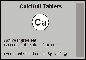 .5 Calcium carbonate tablets are used to treat people with calcium deficiency. Each tablet contains.25 g of calcium carbonate. The percentage of calcium in calcium carbonate is 40 %.