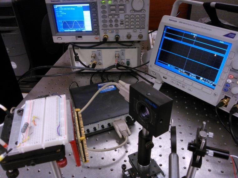 5b). The position of the laser spot on the PSD can be measured using an oscilloscope: a displacement of 1 µm on the PSD gives an output of 1 mv.