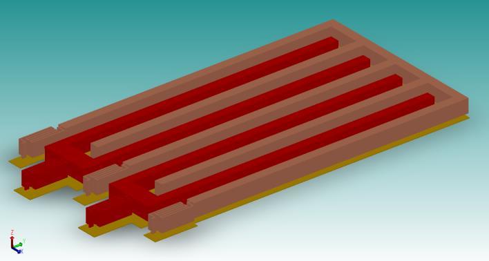 A 3D Coventor model of double layer electrodes and the simulation result of double layer electrode actuator are shown in Figure C-2.